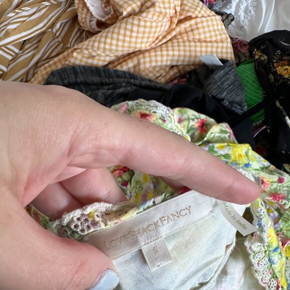 LoveShackFancy Aldina Mini Dress Sz Small Yellow Floral Print Tiered Ruffle - Picture 3 of 9